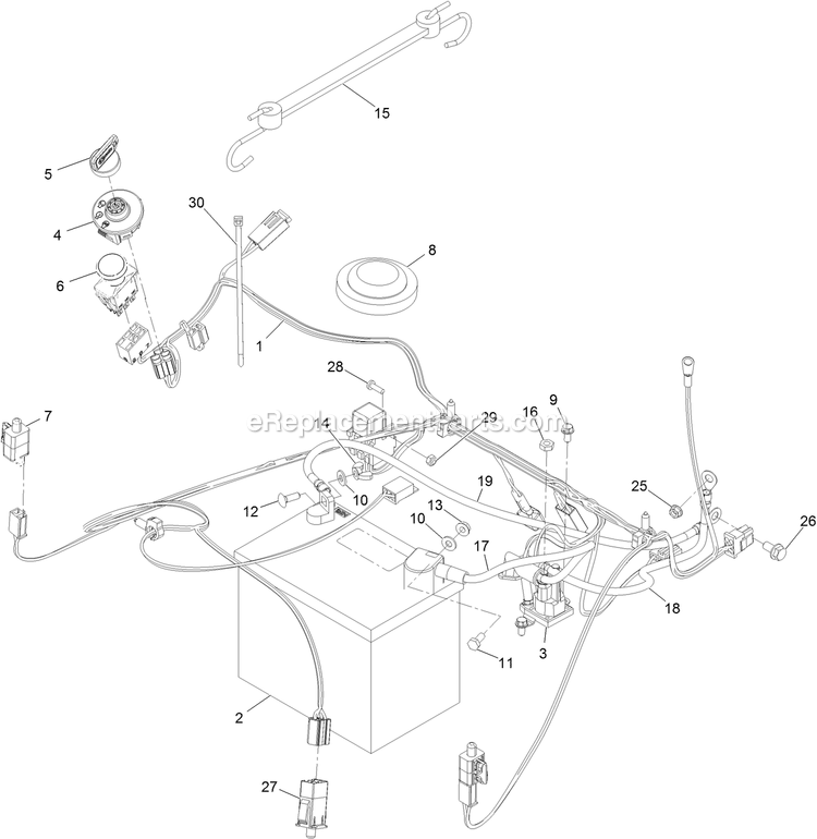 Electrical Assembly Diagram and Parts List for QZE702GEM42200 (404314159-406294344)(2019) Exmark Lawn Mower