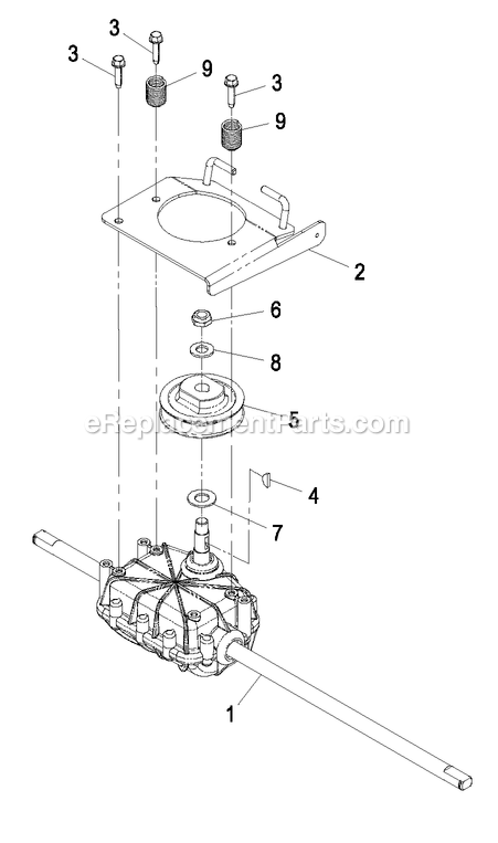 Gear Case Assembly For Self-Propelled Units Diagram and Parts List for EC21ASHN (850000-919999)(2010) Exmark Lawn Mower