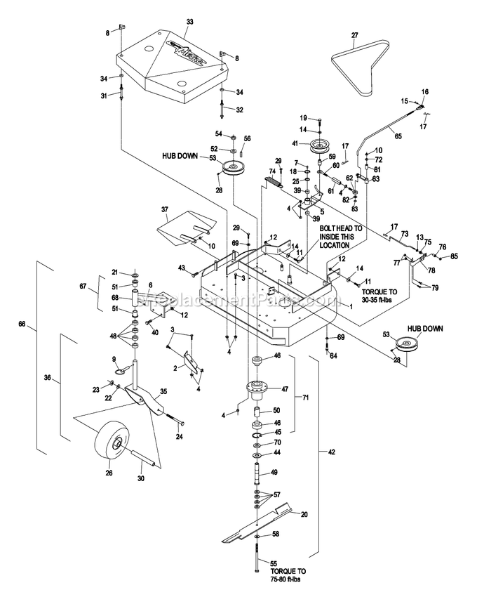 Mower Deck Diagram and Parts List for M4815KA (370000-439999)(2003) Exmark Lawn Mower