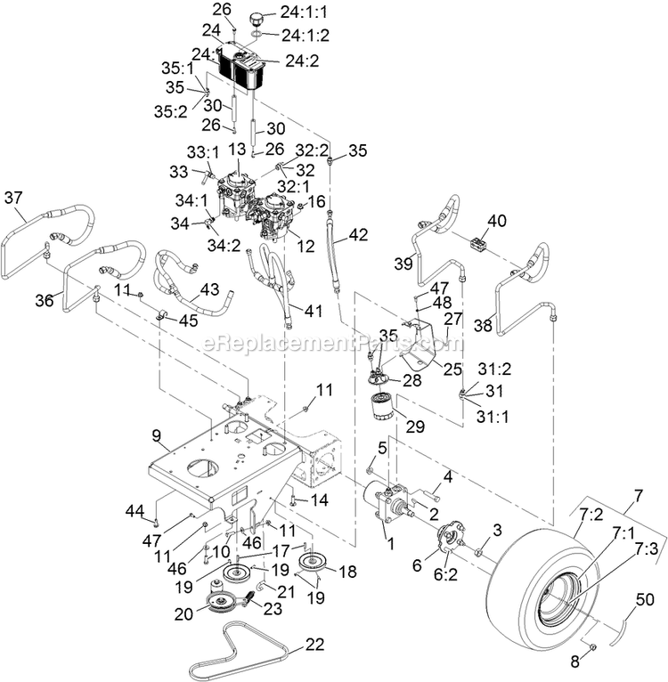 Ground Drive Assembly Diagram and Parts List for VTS541KA363CA (313000000-313999999)(2013) Exmark Lawn Mower