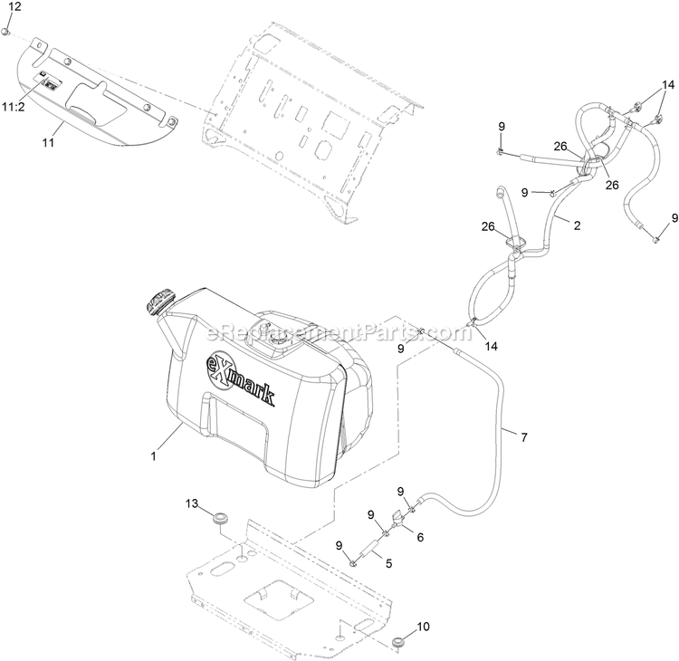 Fuel Assembly Diagram and Parts List for VTS730EKC52400 (316000000-399999999)(2016) Exmark Lawn Mower
