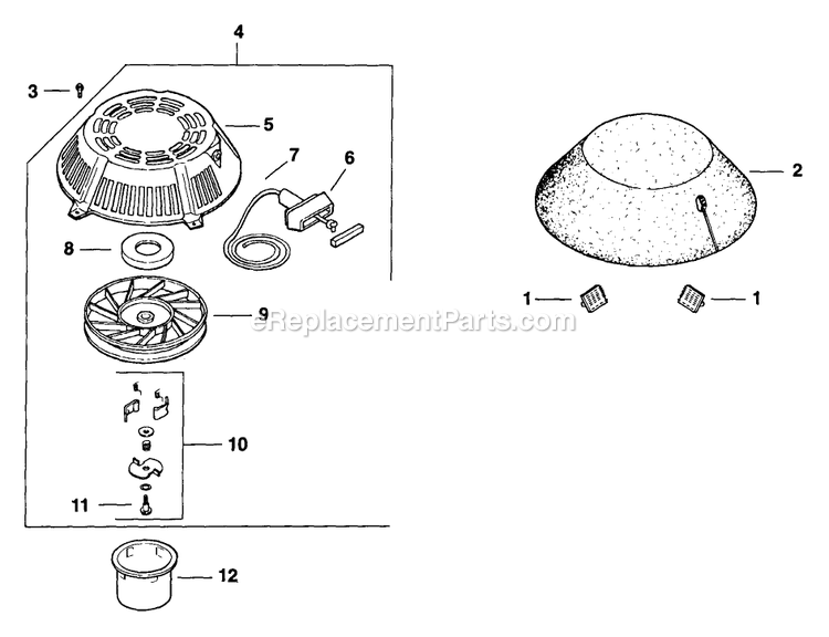 Starting System (1) Diagram and Parts List for TT3614KC (160000-169999)(1998) Exmark Lawn Mower