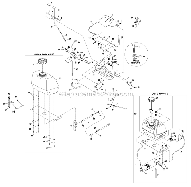 Ecs Upper Handles And Controls Diagram and Parts List for THP20KAE483 (850000-919999)(2010) Exmark Lawn Mower