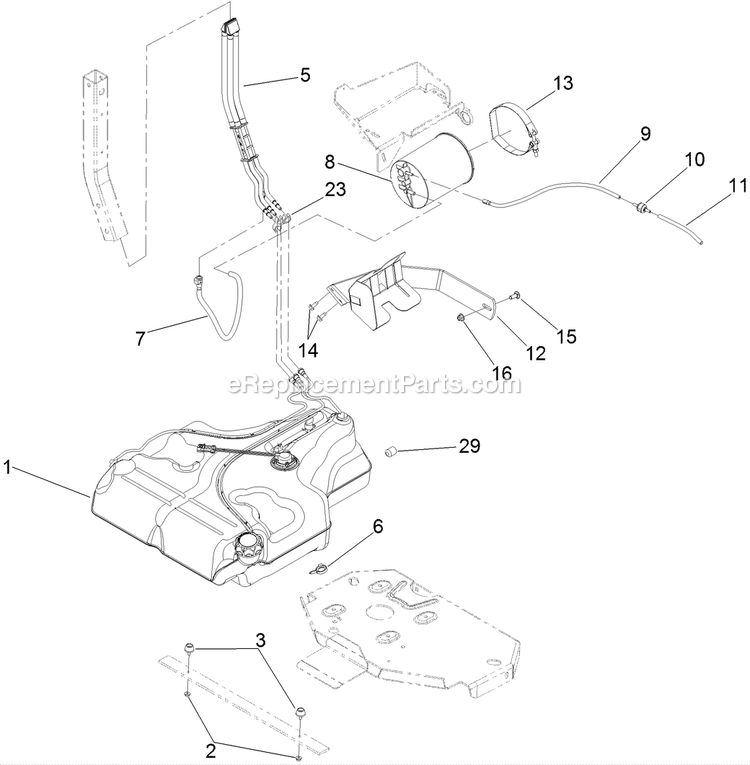 Fuel System Assembly Diagram and Parts List for LZS29EKC724CA (920000-999999)(2011) Exmark Lawn Mower