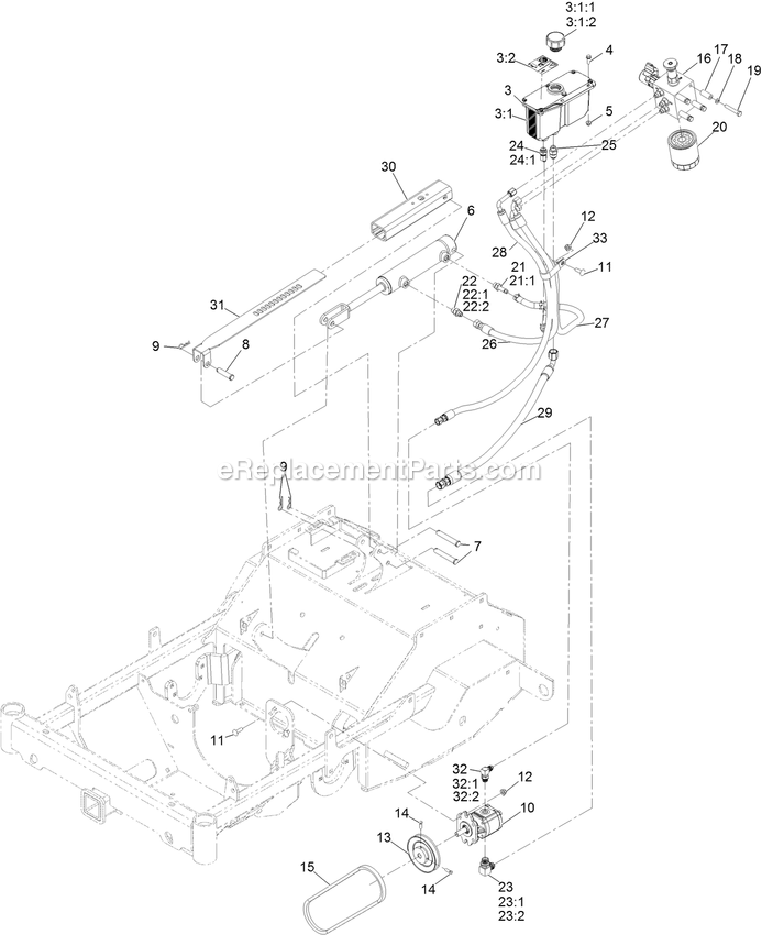Auxiliary Hydraulic Assembly Diagram and Parts List for ARX440CKC24000 (404314159-406294344)(2019) Exmark Aerator