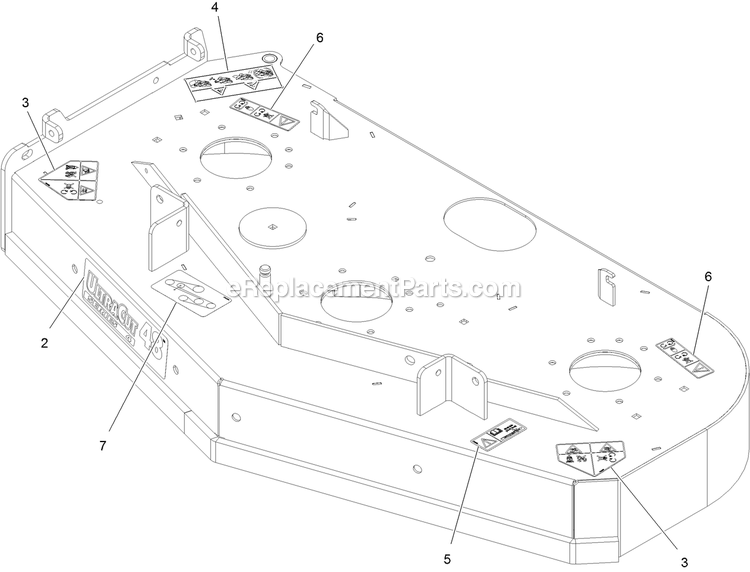 Deck With Decals Assembly Diagram and Parts List for VTS691KA484CA (314000000-314999999)(2014) Exmark Lawn Mower