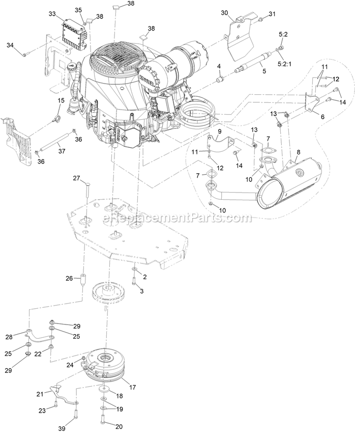 Engine Assembly Diagram and Parts List for LZX980EKC96RW0 (411294212-999999999)(2022) Exmark Lawn Mower
