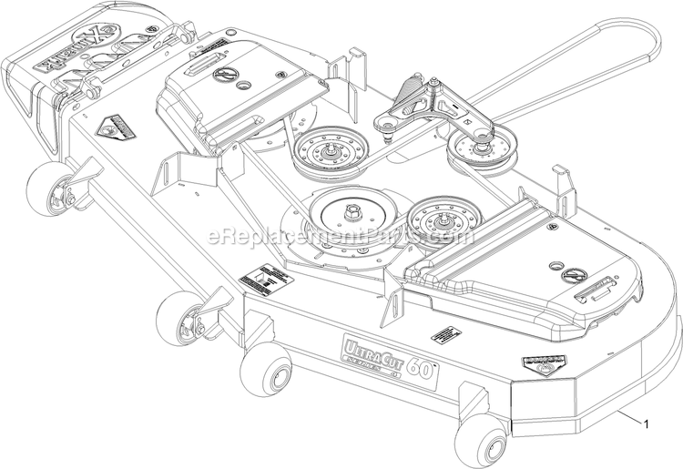 Complete Deck Assembly Diagram and Parts List for PNS740KC604 (314000000-314999999)(2014) Exmark Lawn Mower