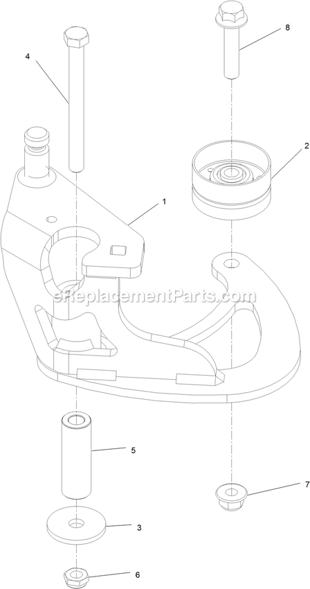 Idler Arm Assembly Diagram and Parts List for STE600CKA32300 (404314159-406294344)(2019) Exmark Lawn Mower