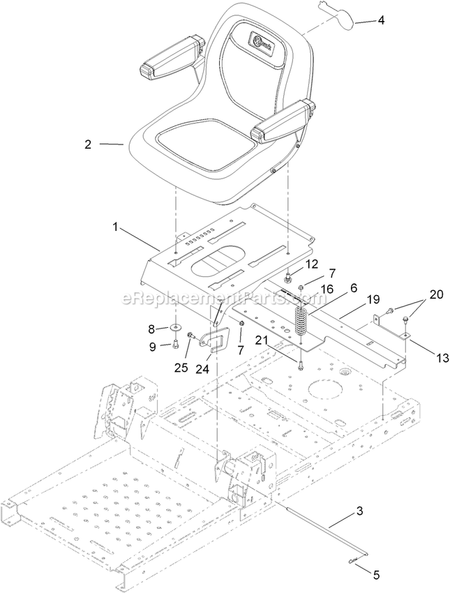 Seat Assembly Diagram and Parts List for QT22KA421 (920000-999999)(2011) Exmark Lawn Mower
