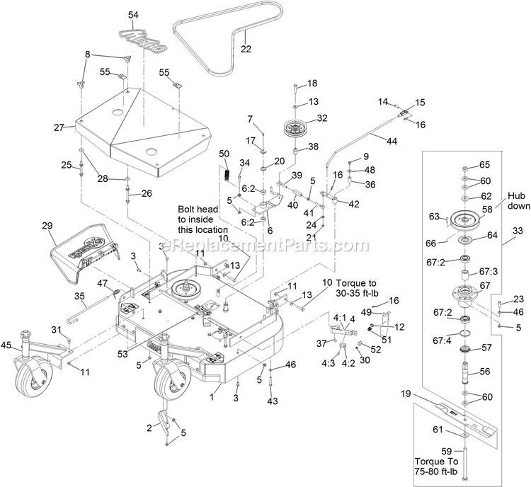 Deck Assembly Diagram and Parts List for MGS481GKA322P0 (315000000-315999999)(2015) Exmark Lawn Mower