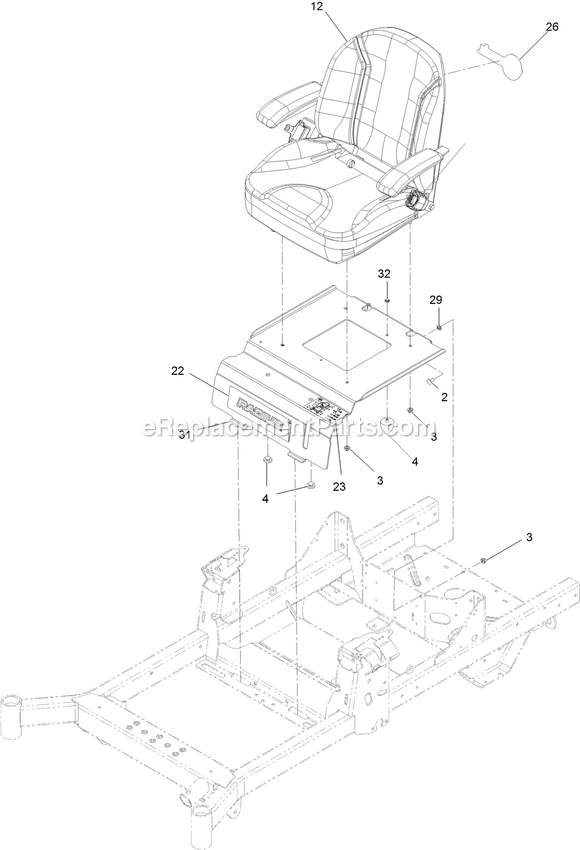 Seat Assembly (1) Diagram and Parts List for RAE708GEM52300 (406294345-408644345)(2020) Exmark Lawn Mower
