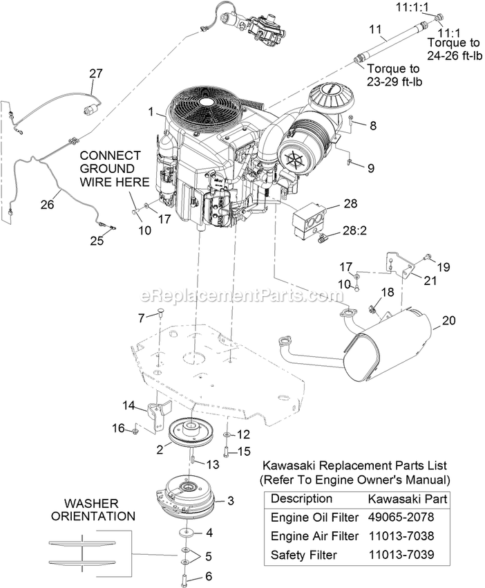 Engine Assembly Diagram and Parts List for LZS801PKA724 (312000000-312999999)(2012) Exmark Lawn Mower