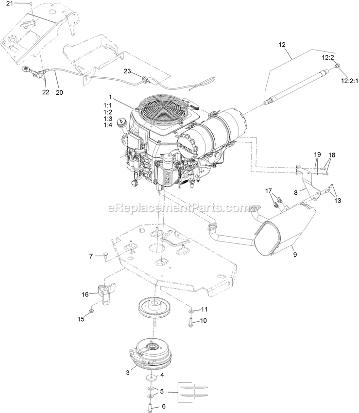 Engine Assembly Diagram and Parts List for LZS740PKC60400 (402082300-404314158)(2018) Exmark Lawn Mower