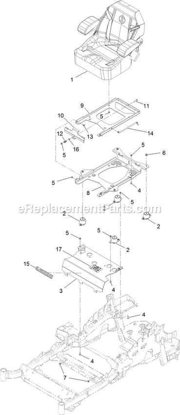 Seat Assembly Diagram and Parts List for LZS740PKC60400 (402082300-404314158)(2018) Exmark Lawn Mower