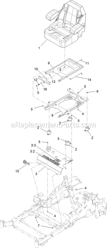 Seat Assembly Diagram and Parts List for LZS740PKC52400 (315000000-315999999)(2015) Exmark Lawn Mower