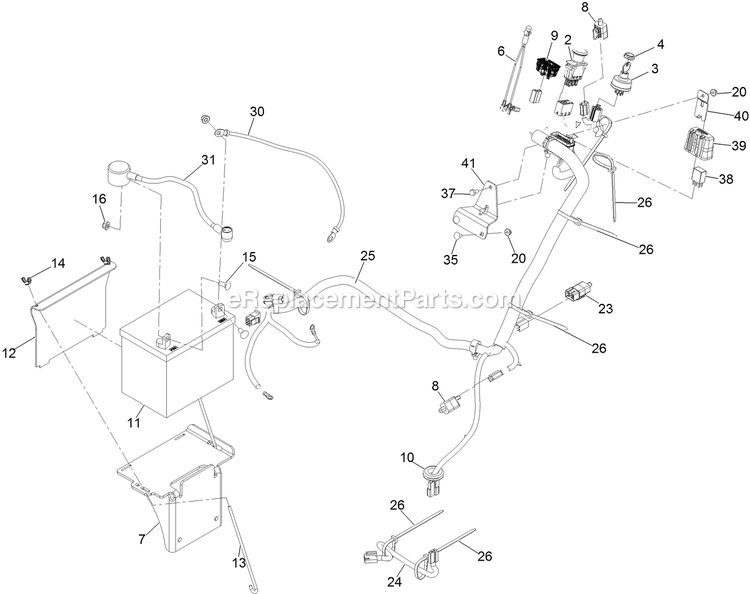 Electrical Assembly Diagram and Parts List for TTS680PKC483E0 (406294345-408644345)(2020) Exmark Lawn Mower