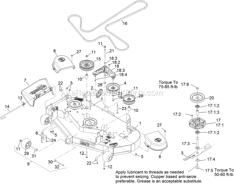 Deck Assembly Diagram and Parts List for PNE651KA482 (314000000-314999999)(2014) Exmark Lawn Mower