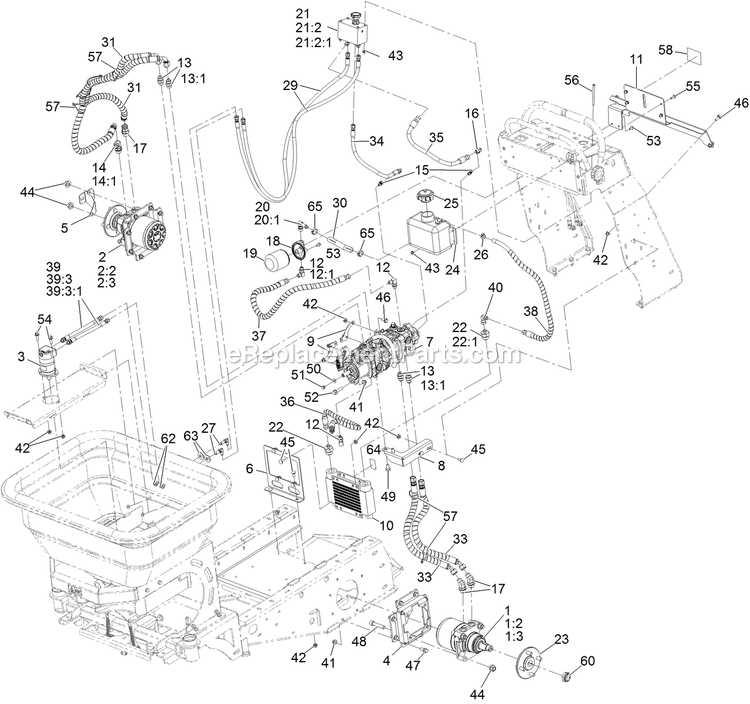 Hydraulic Assembly Diagram and Parts List for 34224 400000000-999999999 Exmark Sprayer