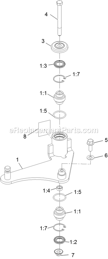 Idler Arm With Bearings Kit Diagram and Parts List for LZDS902K605 (313000000-313999999)(2013) Exmark Lawn Mower