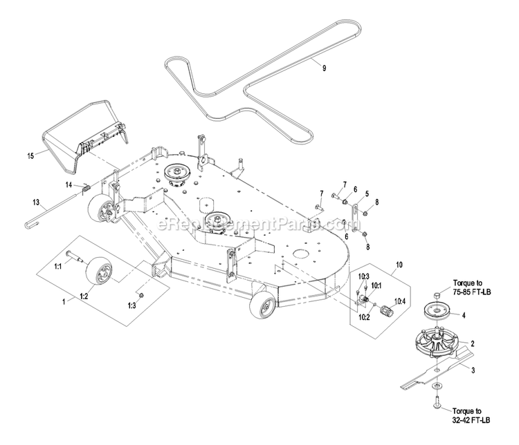 Deck Group (3) Diagram and Parts List for QST20BE422 (790000-849999)(2009) Exmark Lawn Mower