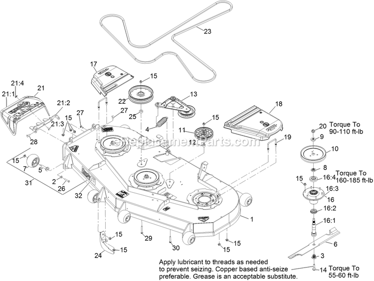 Deck Assembly Diagram and Parts List for LZX940KC726 (312000000-312999999)(2012) Exmark Lawn Mower