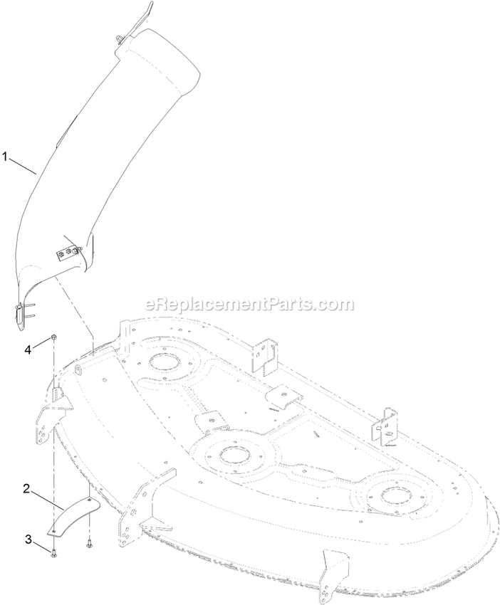 50 Inch Chute Mounting Assembly Diagram and Parts List for 126-7507 (402082300-404314158)(2018) Exmark Lawn Tractor Accessories