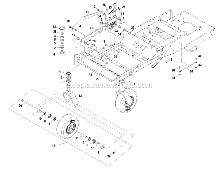 Frame Group (2) Diagram and Parts List for PHZ19KA344CA (720000-789999)(2008) Exmark Lawn Mower