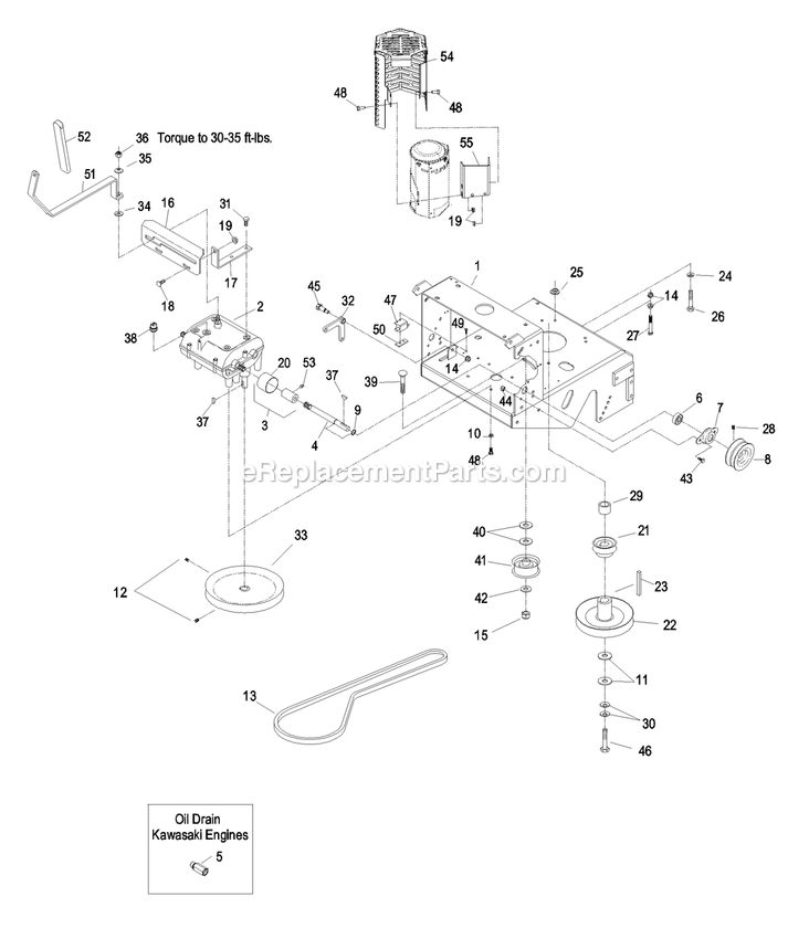 Engine Deck Group (1) Diagram and Parts List for M17KA362CA (790000-849999)(2009) Exmark Lawn Mower