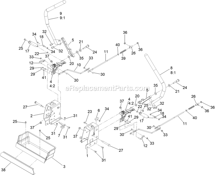 Motion Control Assembly Diagram and Parts List for QZS708GEM54200 (408644346-411294211)(2021) Exmark Lawn Mower