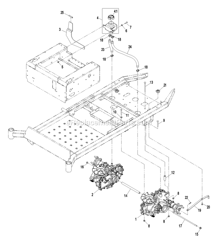 Transaxle Group Diagram and Parts List for QST23KC522 (720000-789999)(2008) Exmark Lawn Mower