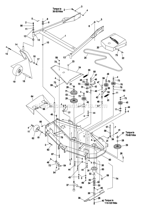 Mower Deck (2) Diagram and Parts List for TT23KA (260000-319999)(2001) Exmark Lawn Mower
