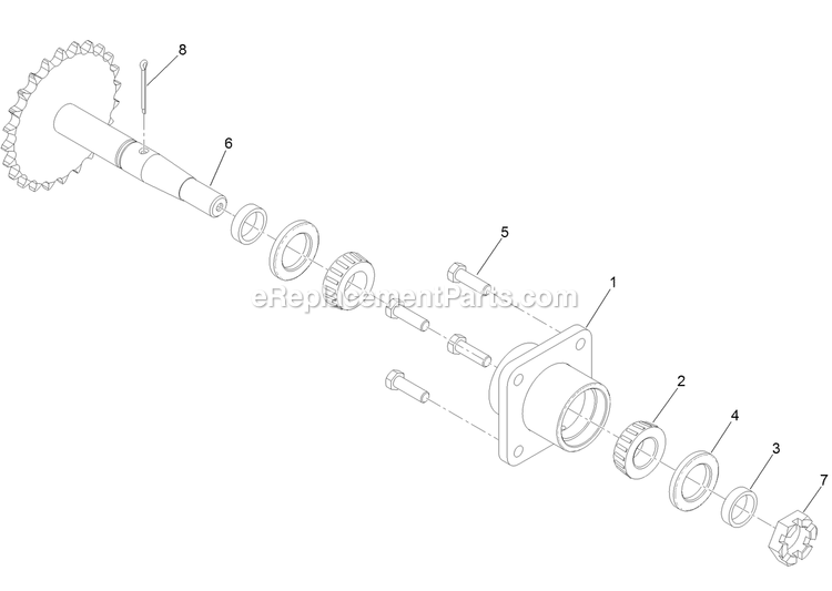 Axle And Bearing Assembly Diagram and Parts List for ARX481CKA30000 (316000000-399999999)(2016) Exmark Aerator