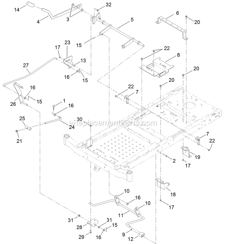 Deck Lift Assembly Diagram and Parts List for QTE691KA501 (313000000-313999999)(2013) Exmark Lawn Mower