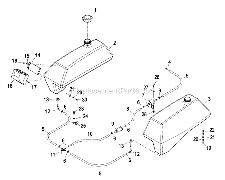 Fuel Group (1) Diagram and Parts List for LZ22KC604 (190000-219999)(1999) Exmark Lawn Mower
