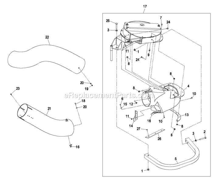 Blower Assembly (4) Diagram and Parts List for LHPUV4448 (670000-719999)(2007) Exmark Lawn Tractor Accessories
