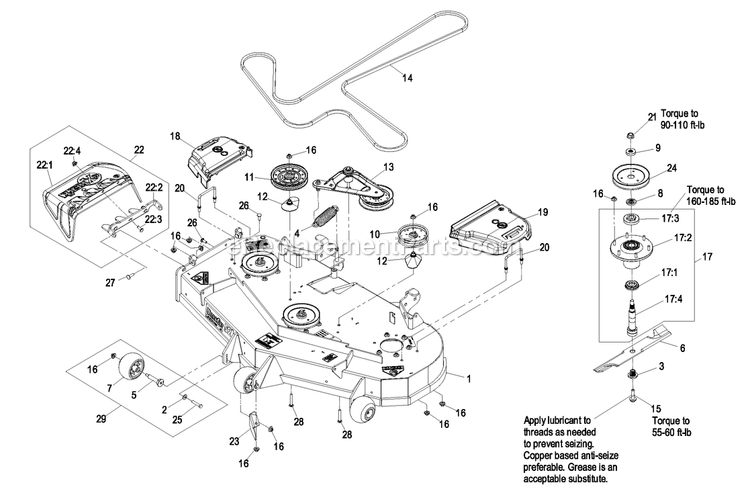 Deck Group (2) Diagram and Parts List for LZZ29KCE606 (850000-919999)(2010) Exmark Lawn Mower