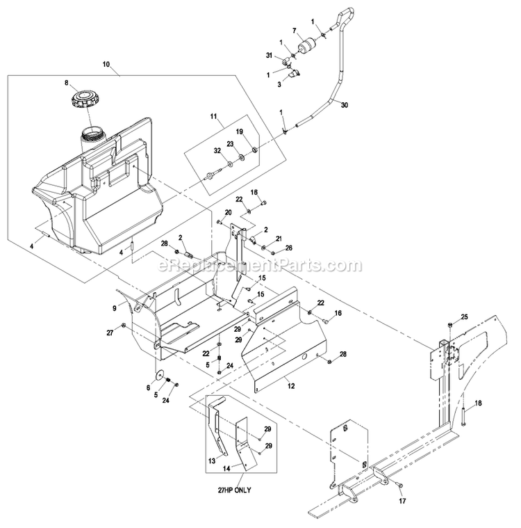 Fuel Group (1) Diagram and Parts List for NAV27KCCA (850000-919999)(2010) Exmark Lawn Mower