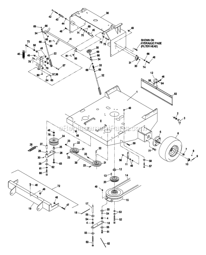 Engine Deck Group Diagram and Parts List for TT23KA (260000-319999)(2001) Exmark Lawn Mower