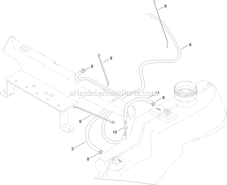 Fuel Delivery Assembly Diagram and Parts List for QTS691KA502 (312000000-312999999)(2012) Exmark Lawn Mower