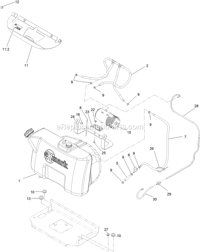 Fuel Assembly Diagram and Parts List for VTS730AKC52400 (400000000-402082299)(2017) Exmark Lawn Mower