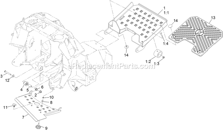 Platform Assembly Diagram and Parts List for STE600CKA32300 (406294345-408644345)(2020) Exmark Lawn Mower