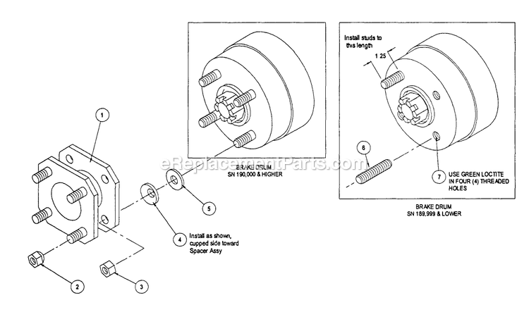 Wheel Extension Kit Diagram and Parts List for LZ22KC604 (190000-219999)(1999) Exmark Lawn Mower