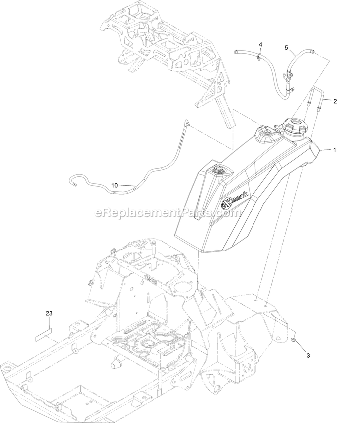 Fuel Assembly Diagram and Parts List for STE600GKA44300 (404314159-406294344)(2019) Exmark Lawn Mower