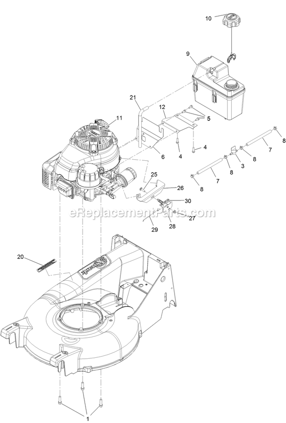 Engine Assembly Diagram and Parts List for ECX180CKA210BC (406294345-408644345)(2020) Exmark Lawn Mower