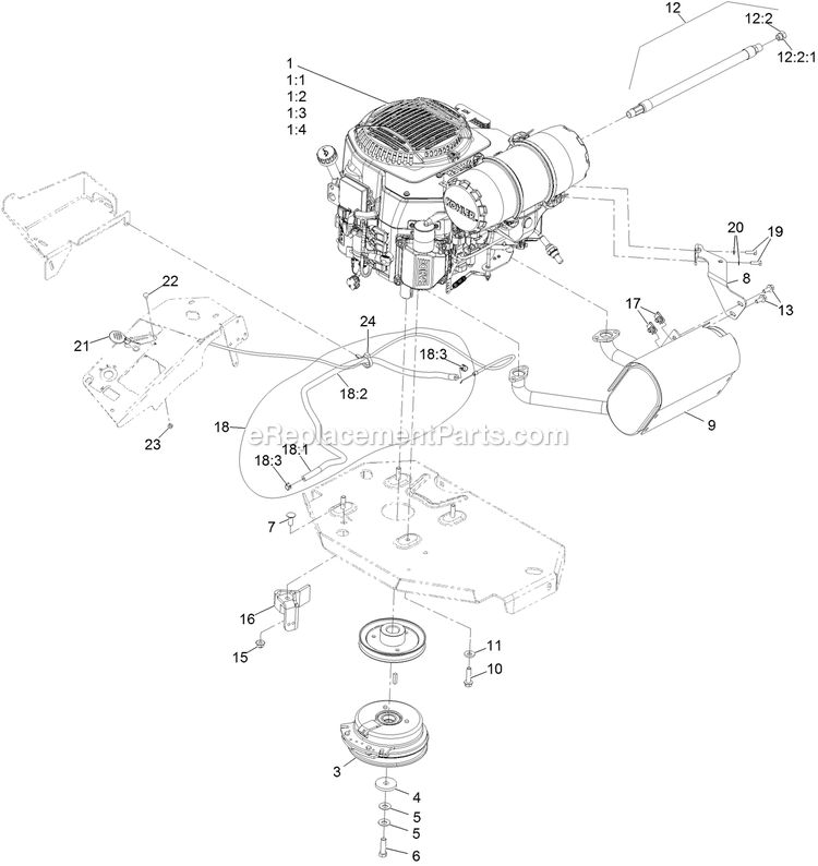 Engine Assembly Diagram and Parts List for LZS740AKC524A2 (404314159-406294344)(2019) Exmark Lawn Mower
