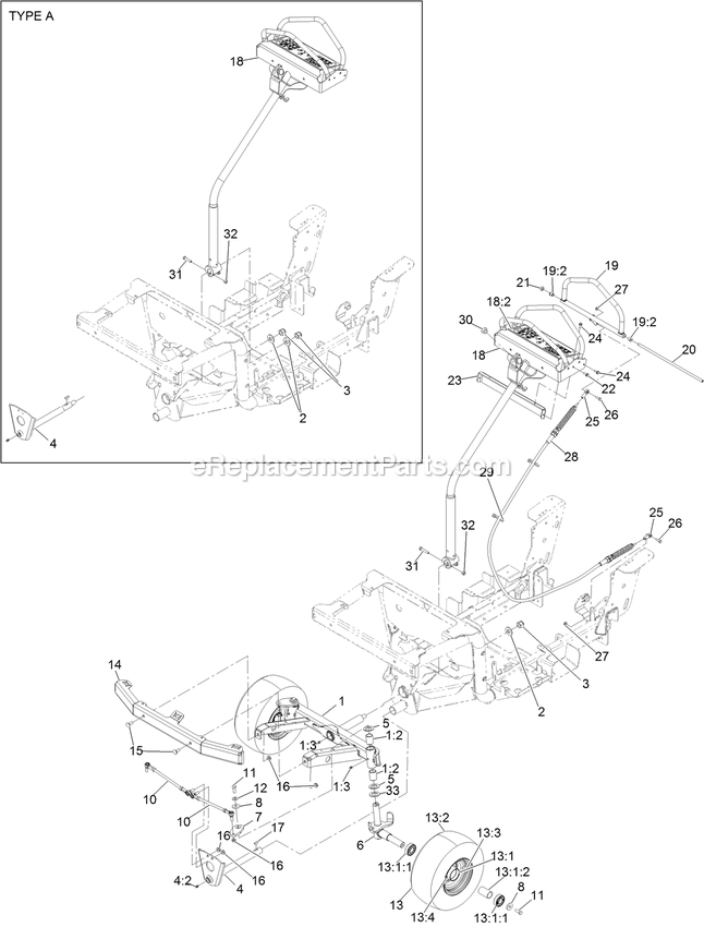 Steering Assembly Diagram and Parts List for SSS270CSB00000 (402082300-404314158)(2018) Exmark Sprayer