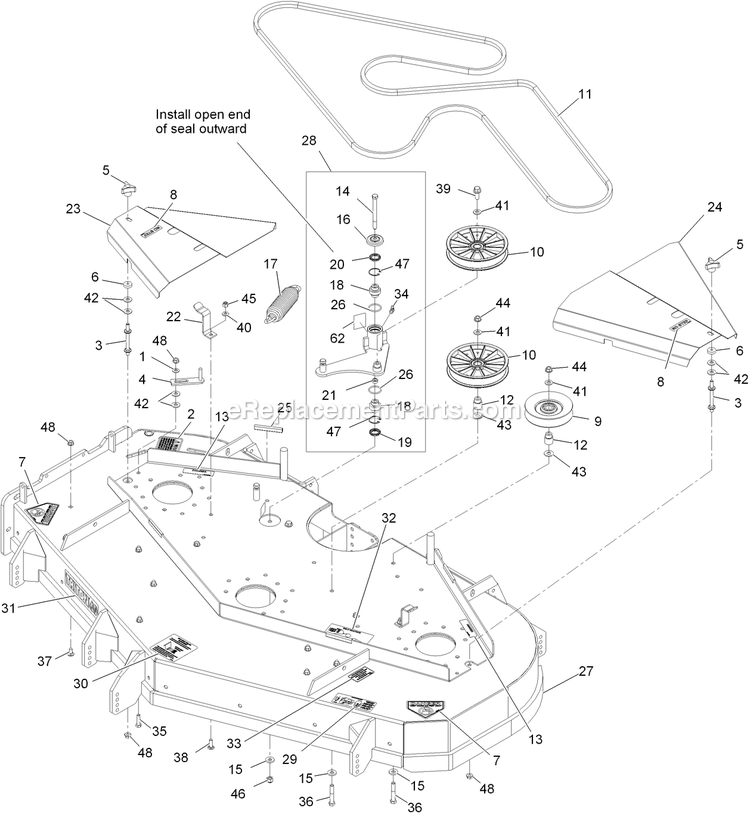 Deck Assembly (1) Diagram and Parts List for LZD25KD605 (920000-999999)(2011) Exmark Lawn Mower