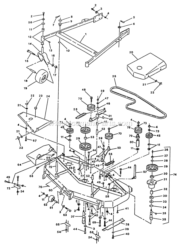 Mower Deck (2) Diagram and Parts List for TR-20KC (90000-101999)(1994) Exmark Lawn Mower