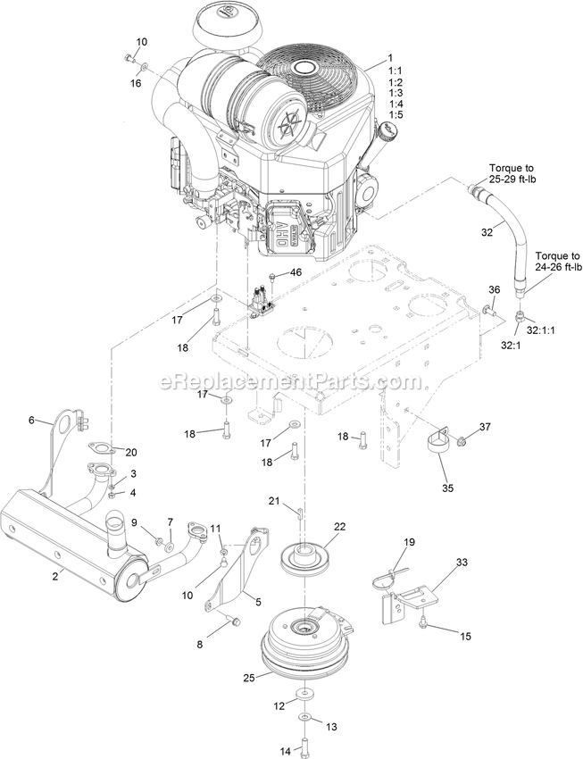 Engine Assembly Diagram and Parts List for VTS691CKA48400 (316000000-399999999)(2016) Exmark Lawn Mower